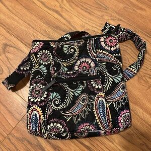 Vera Bradley Black and Pink Crossbody Bag with Paisley Design